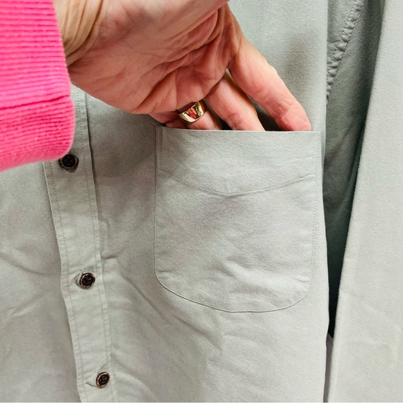 J Crew Factory Mens XL Green Button Down Slim Untucked 100% Cotton Chest Pocket - Picture 4 of 12